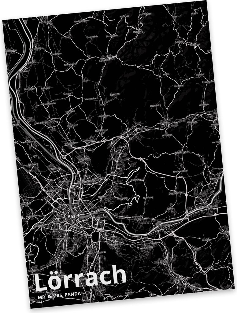 Mr. & Mrs. Panda Postkarte Lörrach - Geschenk, Stadt Dorf Karte Landkarte Map Stadtplan, Postkarten, Ansichtskarten, Ansichtskarte, Grußkarte, bi...