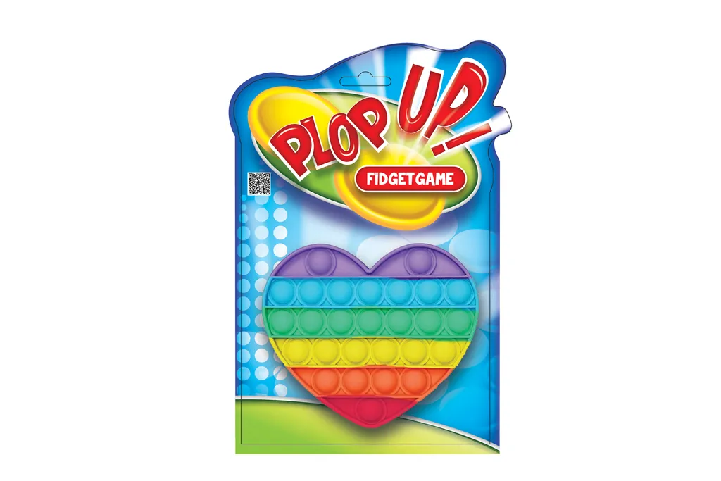 Plop Up Pop It Bubble Gum Arc-en-Ciel Coeur 13.5x15cm Jouet Sensoriel