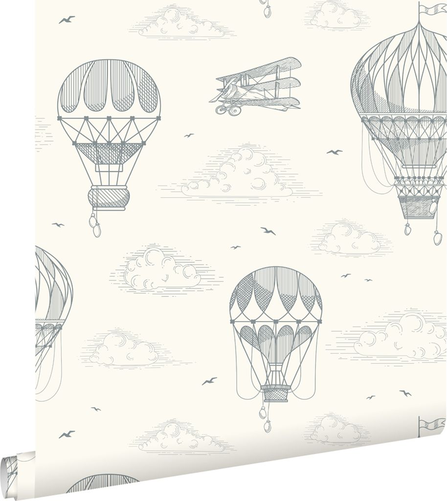 ESTAhome Tapete Luftballons Grauweiß 50 x 900 cm