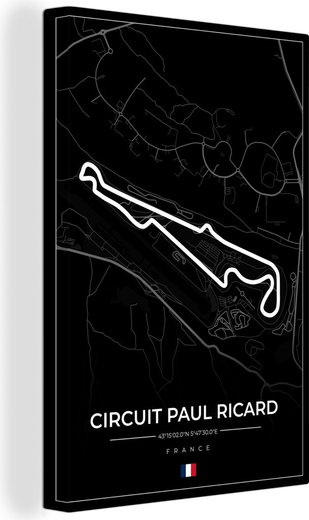 OneMillionCanvasses - Leinwandbilder - 90x140 cm, Rennstrecke - F1 - Rennstrecke - Frankreich - Circuit Paul Ricard - Schwarz, Wandbilder Kunstdr...