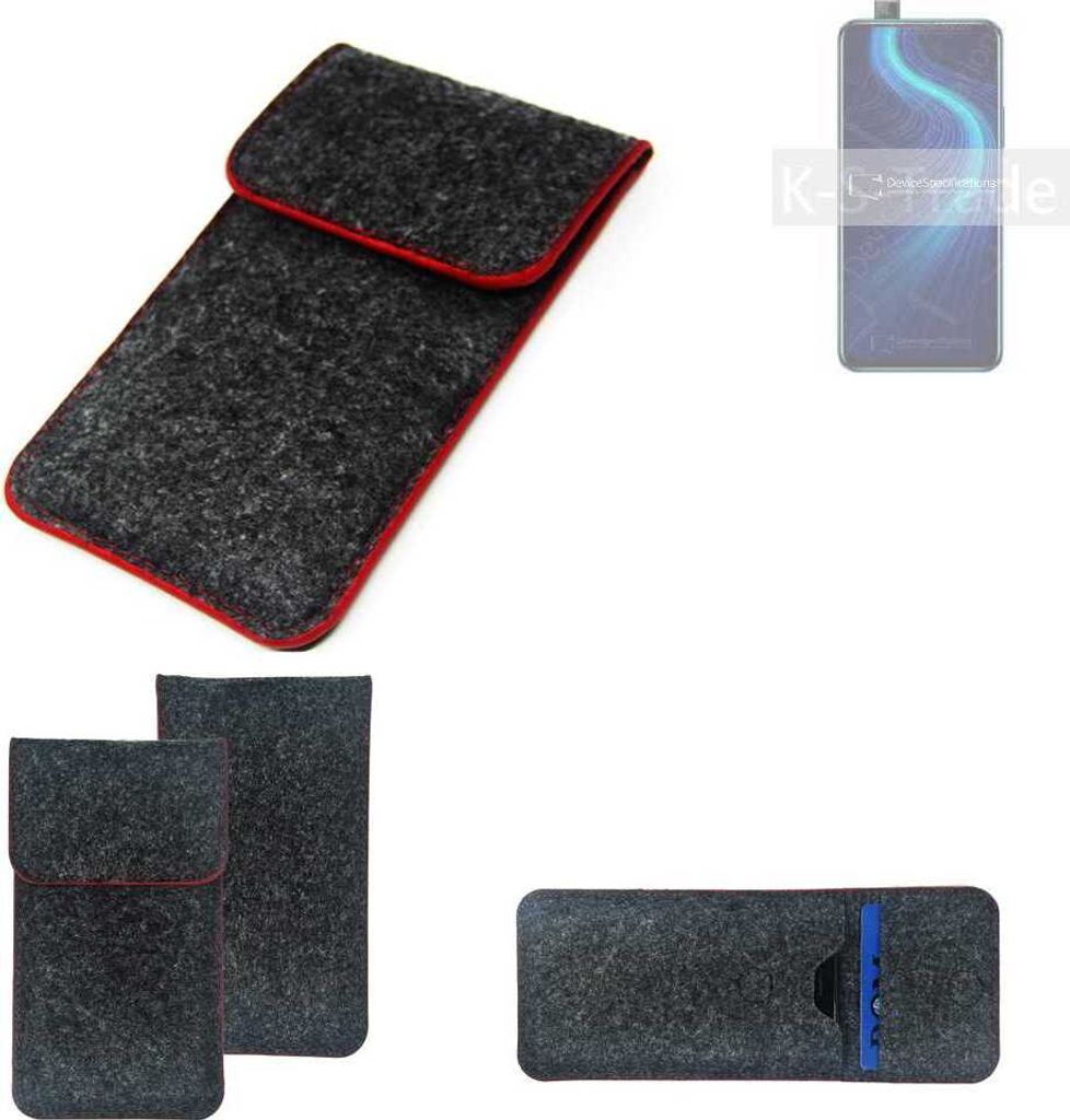 K-S-Trade Handy Schutz Hülle kompatibel mit Huawei Honor X10 Pro Schutzhülle Handyhülle Filztasche Pouch Tasche Case Sleeve Filzhülle dunkelgrau