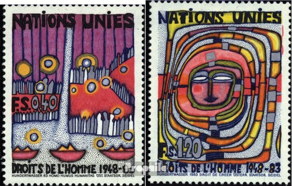 Briefmarken UNO - Genf 1983 Mi 117-118 (kompl.Ausg.) FDC Menschenrechte