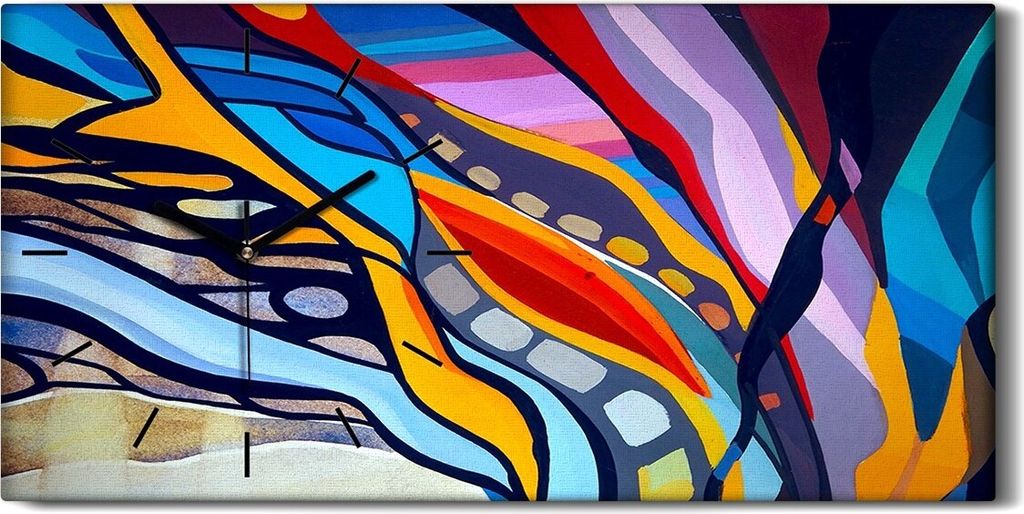 Wanduhr Bürouhr Leinwand Bild Geräuschlos 60x30 Bild Abstrakte Textur Acrylfarbe - schwarze Hände