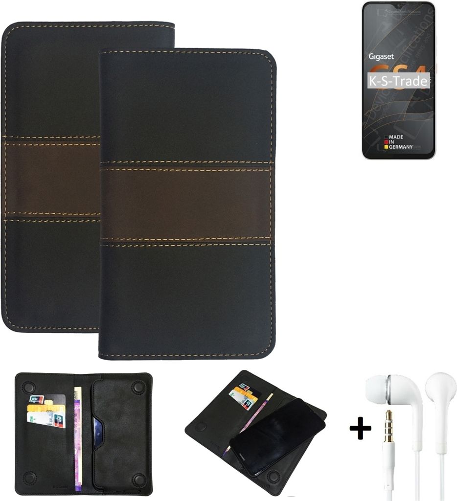 K-S-Trade Handyhülle + Kopfhörer kompatibel mit Gigaset GS4 Schutzhülle Walletcase Bookstyle Tasche Schutz Case Hülle Wallet Cover Kunstleder