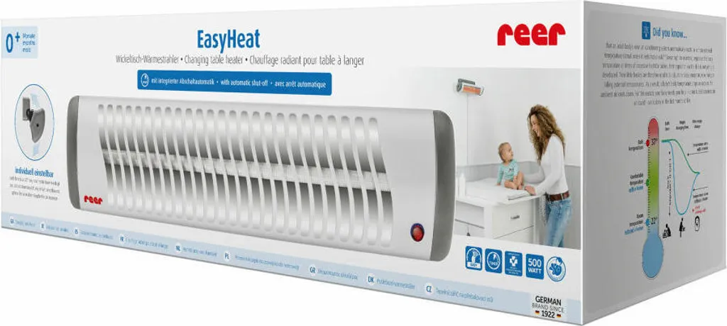 reer 19040 EasyHeat Chauffage Infrarot 500W pour Table à Langer Bébé