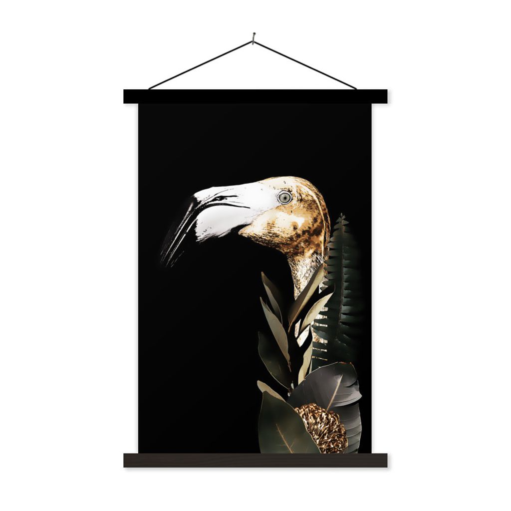 MuchoWow Textilposter Porträt - Flamingo - Blätter 120x180 cm mit schwarzem Rahmen - Fotos