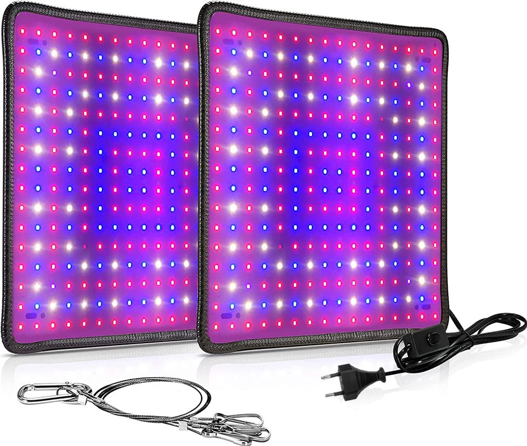 256 LEDs 2er Set Grow Light LED Pflanzenlampe 1000W Pflanzenlampe Led Vollspektrum Wachstumslampen mit Haken für Pflanzen für Zimmerpflanzen Gem...