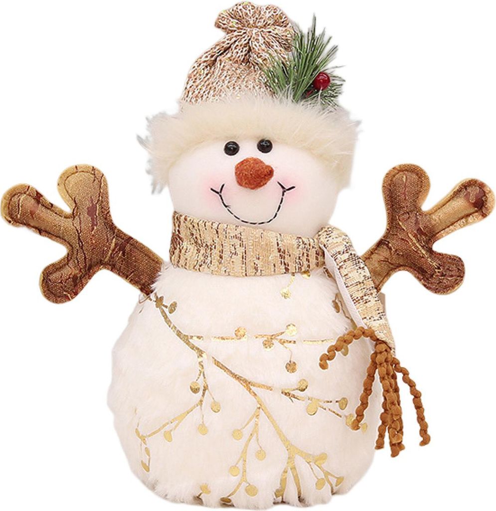 Schneemann-Puppe, Plüsch-Kiefer-Dekor, niedliche Form, verstärkte Urlaubsstimmung, weißes Weihnachts-Schneemann-Spielzeug, Geschenke für Zuhause-B