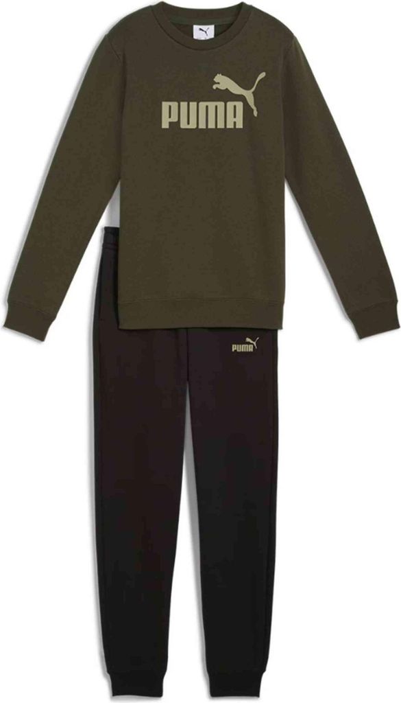 Puma ESS No.1 Logo Crew Sweat Suit FL B - grün, Größe:140