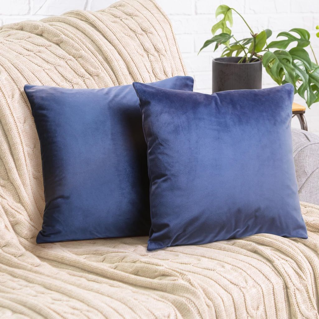 2er Set Kissenbezug 50x50cm, Samt flauschig weich, mit verstecktem Reißverschluss
