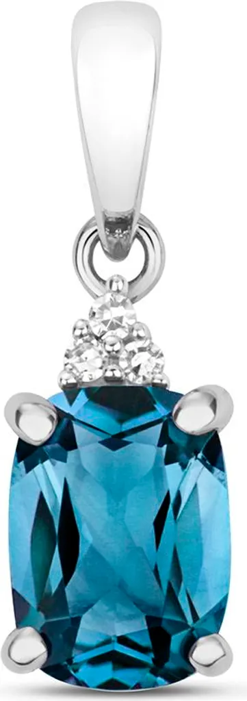 Pendentif Or Blanc 375 Diamant et Topaze Bleue de Londres TRS34935