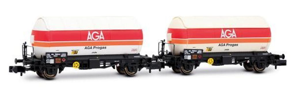 Arnold 2-tlg. Set 2-achs. Gaskesselwagen,SNCF AGA Progas, weiße Farbgebung HN672