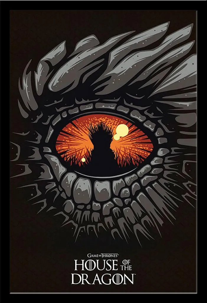 Décoration murale House of the Dragon Eye grand format avec cadre noir