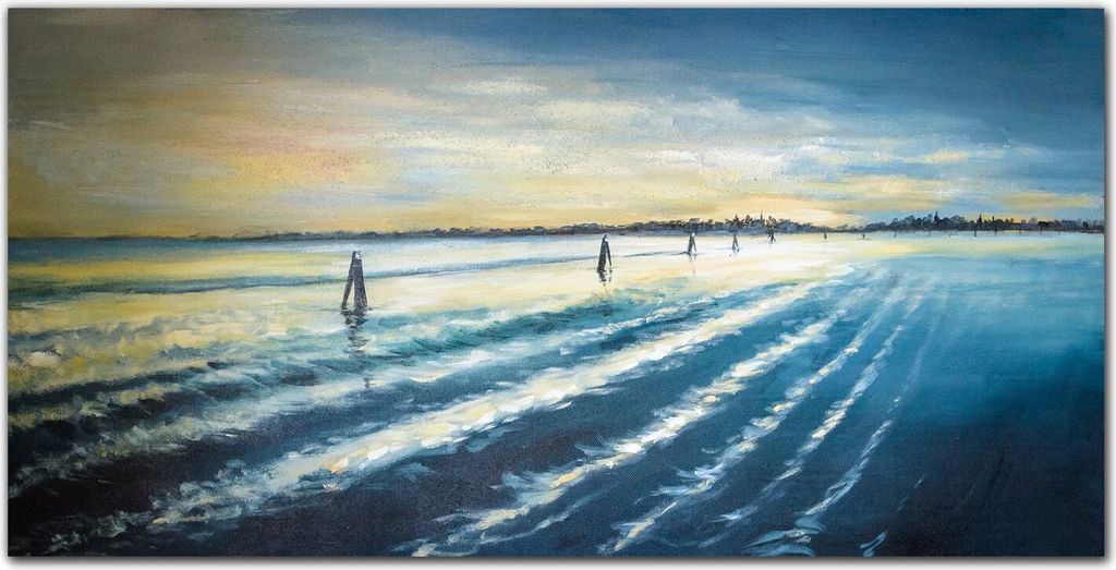 Coloray - Bild aus Glas - Glasbilder - 100 x 50 cm - Küche Wanddekoration Dekoration Wohnzimmer Gehärtetes Glas Glasblock mit Bild - Meer Himmel