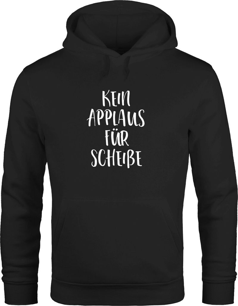 Hoodie Herren mit Spuch "Kein Applaus Für Scheiße" Kapuzenpullover Moonworks schwarz M