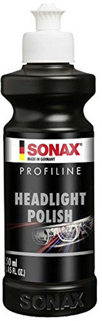 A bottle of Sonax PROFILINE Headlight Polish.