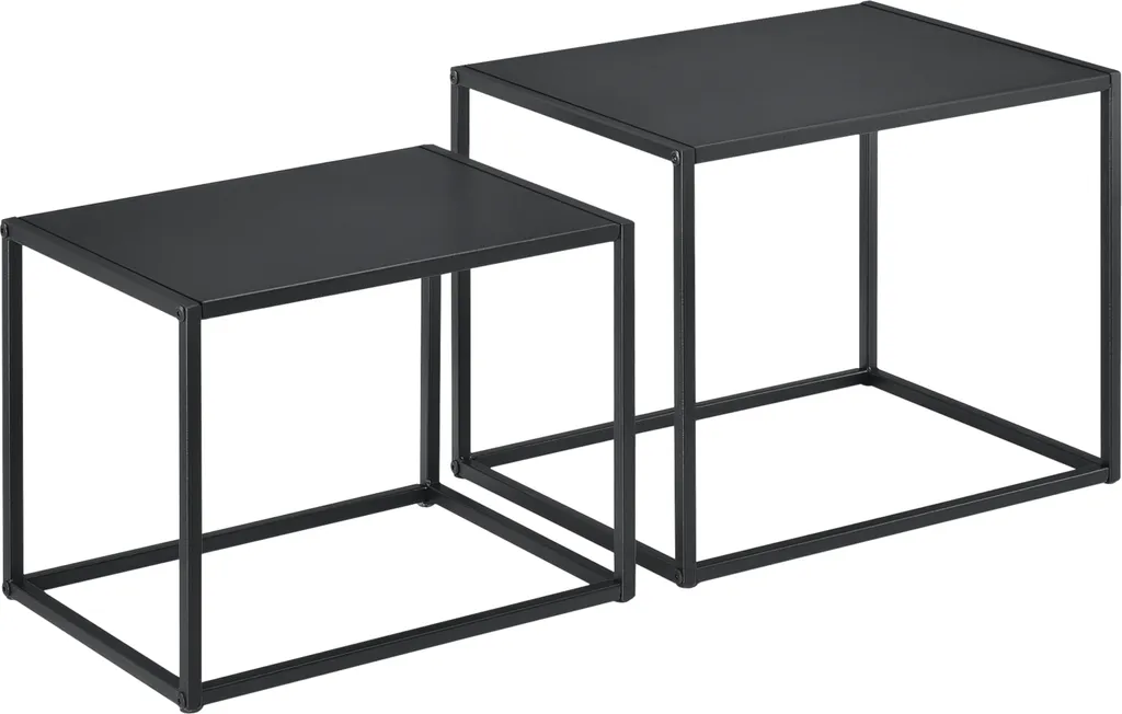 Table décorative noire en métal design industriel lot de 2 pièces