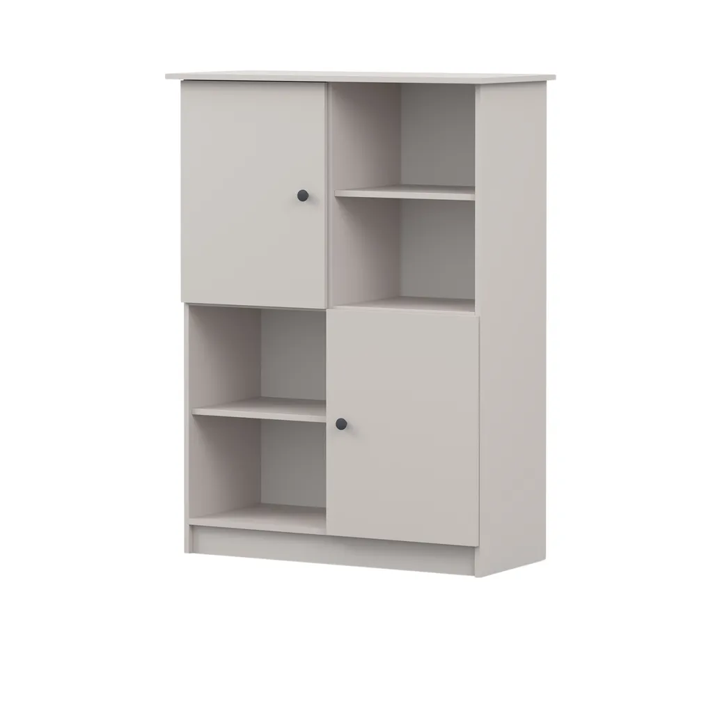 Étagère de rangement enfant Olaf 05 en bois cachemire avec poignées grises
