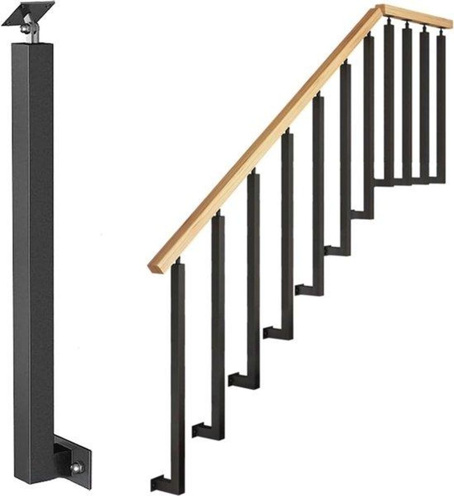 Famanu Treppengeländer mit schwarzen Haltern - Ideal für Produktbild 