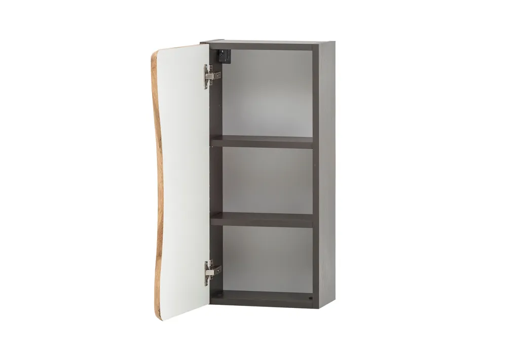 Armoire murale Kaprun en MDF graphite avec étagères de rangement
