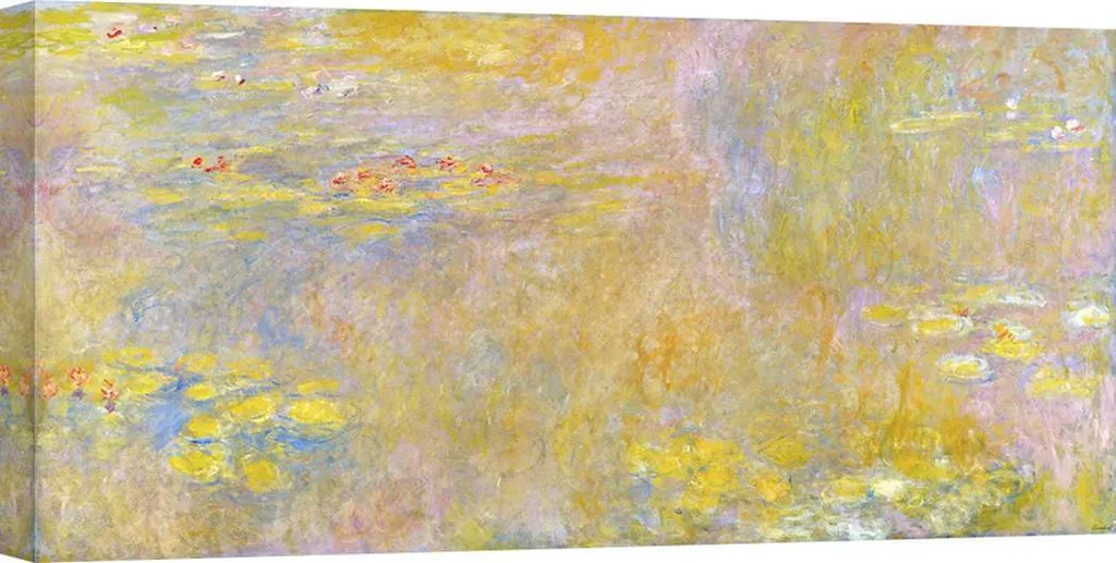 Illuminez vos murs sombres : Toile Monet Nymphéas Nirvana Jaune 70x35cm