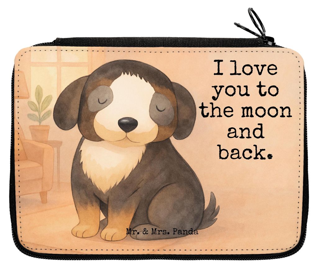 Mr. & Mrs. Panda Etui Hund Entspannen Design - Weiß - Geschenk, Federmäppchen, Federtasche, Sprüche, Stifteetui, Bleistiftetui, Entspannt, Schla...