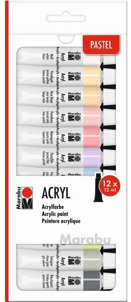 Marabu 1210000000210 Set di colori acrilici "PASTELL" 12 x Immagine del prodotto 