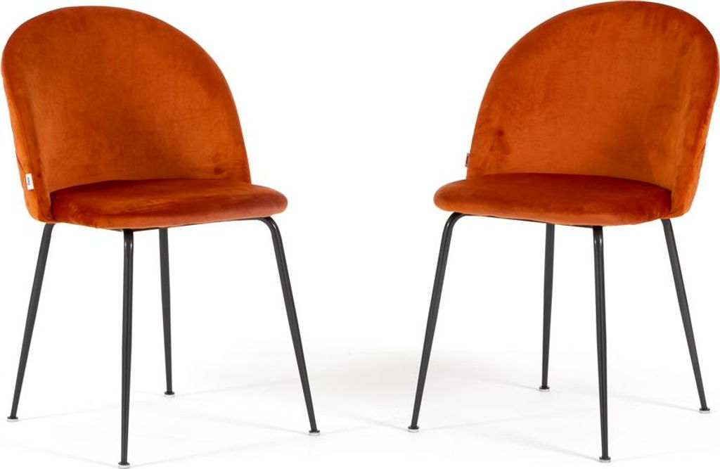 Set 2 gepolsterte Essstühle, Metallbeine, elegantes Design für Küche, Esszimmer, Bar und Restaurants SARA - Rostrot/Dunkelgrau