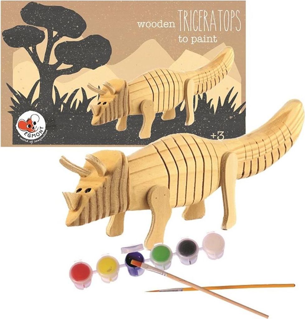 Egmont Toys Holz Dinosaurier Triceratops zum Bemalen - kreatives Spielzeug 22x7x5 cm