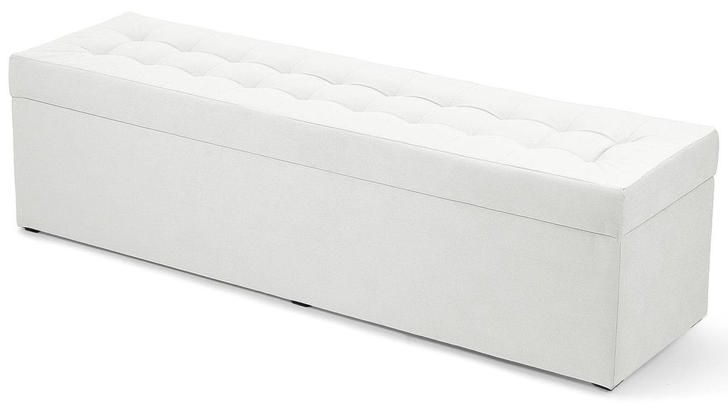 MG Design Polsterhocker Weiß 45x160 cm - Stauraum 190L, bis Produktbild 