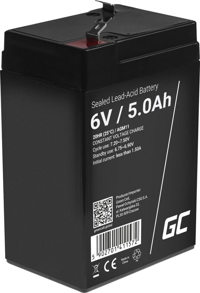 Bezúdržbová batéria Green Cell AGM VRLA 6V 5Ah pre alarmy, Obrázok produktu 