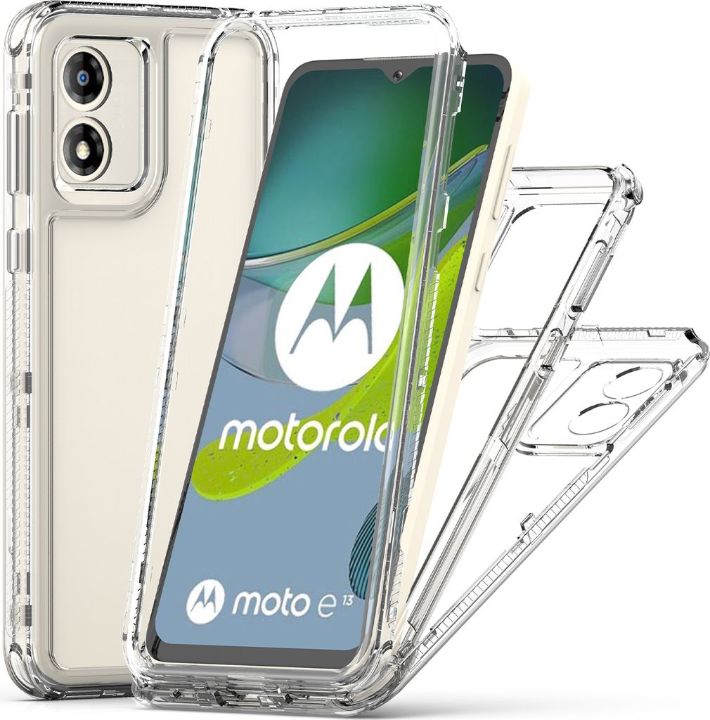 Transparente Handyhülle für Motorola Moto E13 Stoßfeste TPU und PC Hybrid Klar Hülle