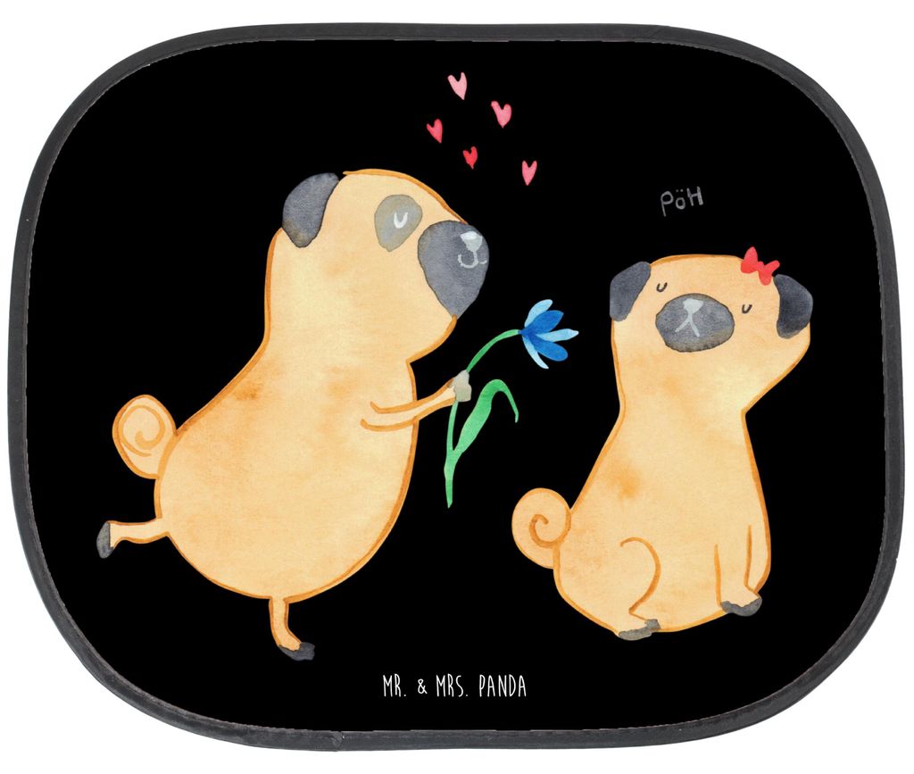 Mr. & Mrs. Panda auto scheibenschutz Mops Verliebt - Schwarz - Geschenk, Hund, Sonnenblende, Knuffig, Sonnenschutz, Sprüche, für Autoscheiben, Au...