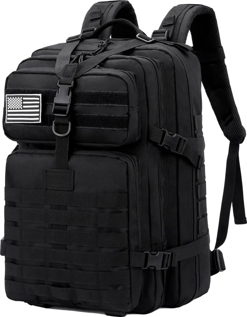 Sac de voyage 50L en nylon imperméable noir multi-compartiments pratique