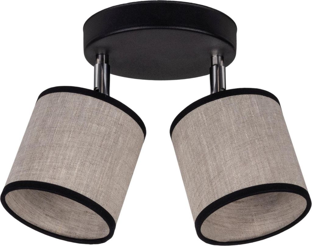 Deckenstrahler Stoff Metall E14 B: 30 cm verstellbar Schwarz Beige 2-flammig Modern Deckenspot