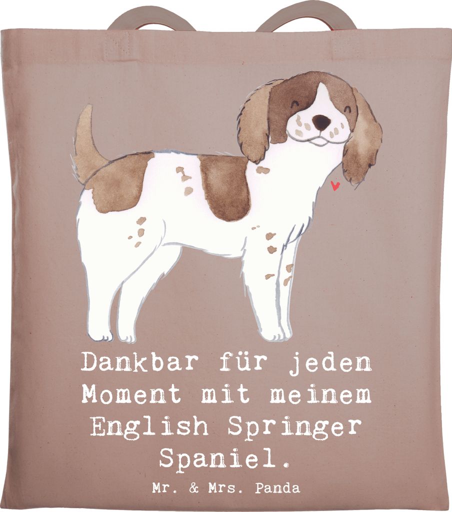 Mr. & Mrs. Panda Shopping Tasche English Springer Spaniel Moment - Braun Pastell - Geschenk, Tote Bag, Jutebeutel, Laptoptasche, studententasche, s...