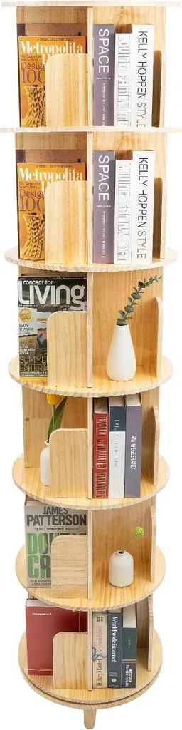 Bibliothèque 6 niveaux grande capacité - Meuble de rangement pivotant bois