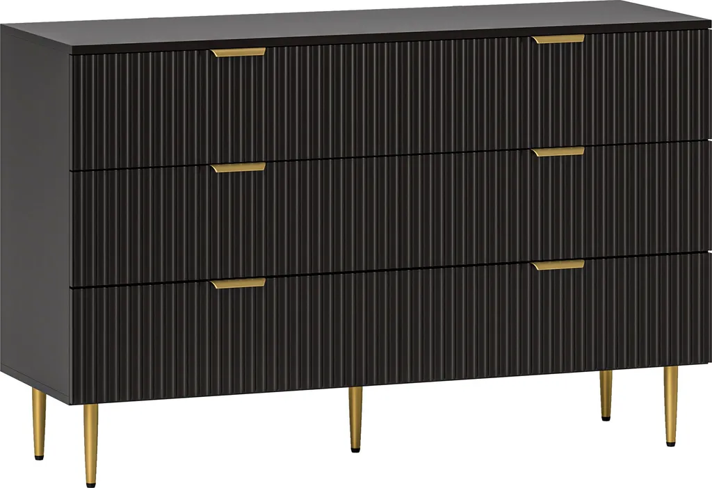 Commode noire 6 tiroirs robuste : gagnez de la place avec élégance