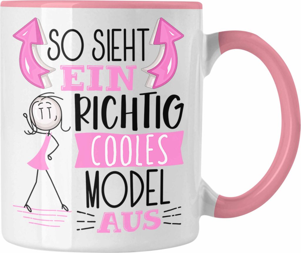 Trendation - Model Tasse Geschenk So Sieht Ein RIchtig Cooles Model Aus Geschenkidee Lustiger Spruch Geburtstag Becher Kaffeetasse (Rosa)
