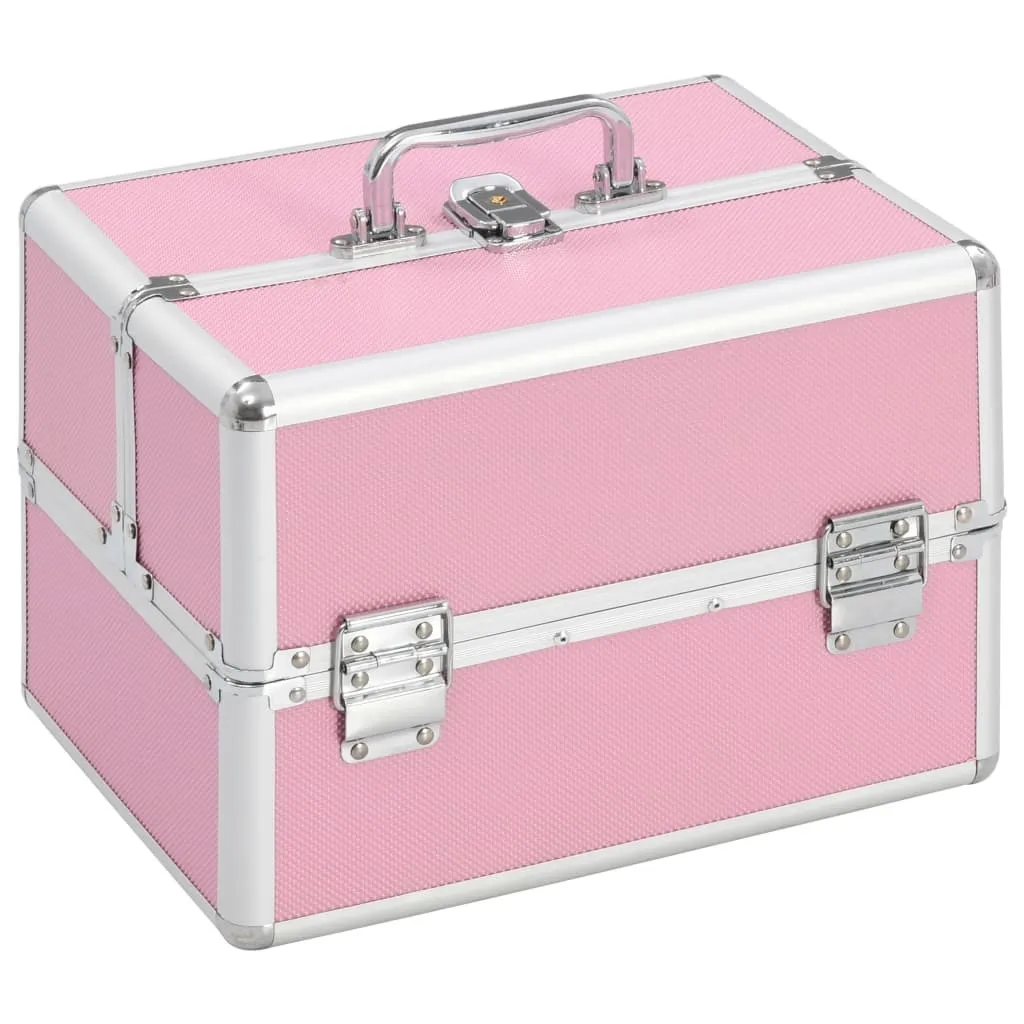 Mallette cosmétique en aluminium rose vidaXL robuste et grand format - 6