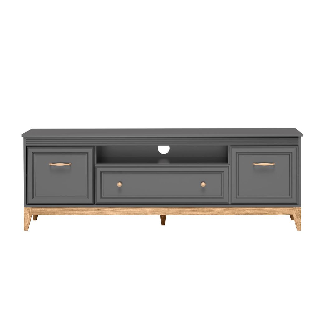 AX LIVING TV Lowboard Nymphen Dunkelgrau 179 cm 1 Schublade 2 Türen MDF Eiche