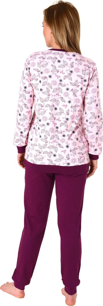 Edler Damen Interlock Pyjama lang mit Bündchen - auch in Übergrössen - 212 201 96 105 ; rosa , 48