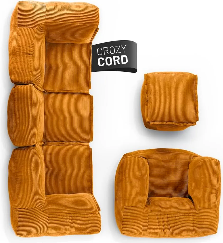 Siège Modulable de Salon 5 Pièces Jaune Moutarde - Confort Cord