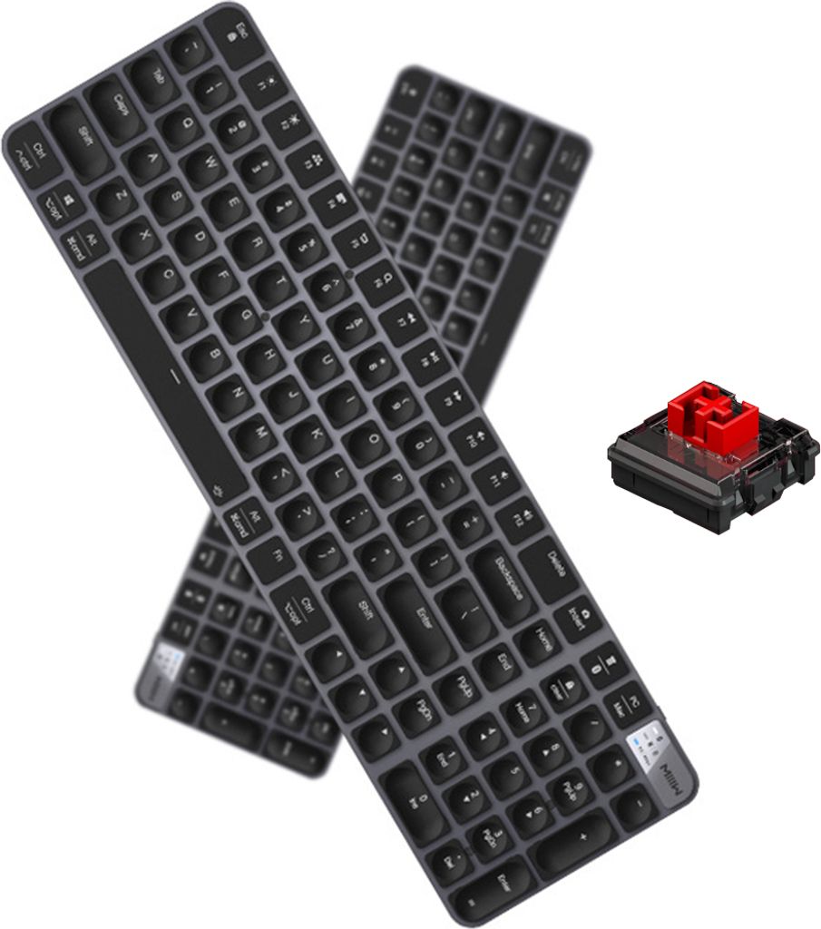 MIIIW K10 Kabellose Tastatur 2,4G 102-Tasten BT Mechanische Tastatur mit Hintergrundbeleuchtung Ultra-Slim Wiederaufladbare Tastatur fuer Computer/...