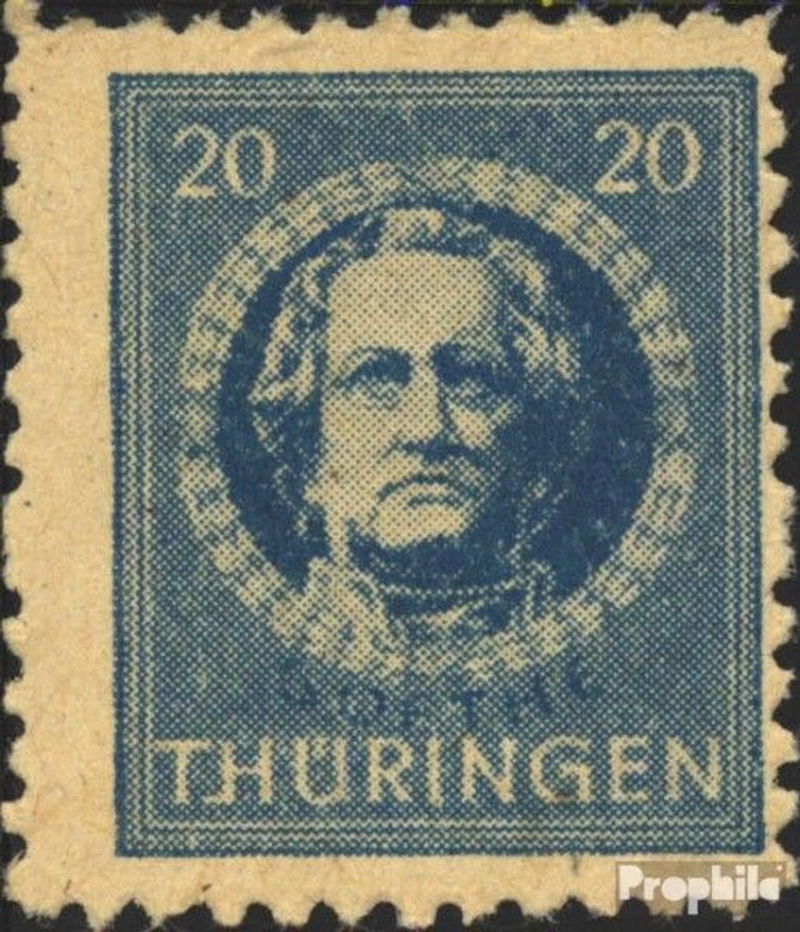 Briefmarken Sowjetische Zone (All.Bes.) 1945 Mi 98I, Strich am H von THÜRINGEN (Feld 59) postfrisch Thüringen