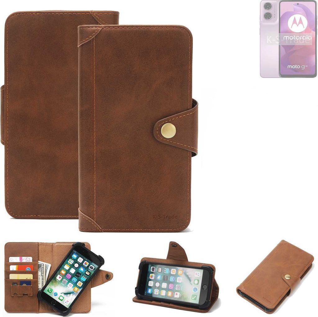K-S-Trade Handyhülle kompatibel mit Motorola Moto G24 Schutz Hülle Walletcase Bookstyle Tasche Case Handytasche Wallet Flipcase Cover Polyurethan...