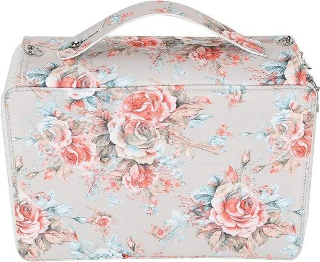 Porte-stylos grande capacité 250 slots avec imprimé floral de roses roses