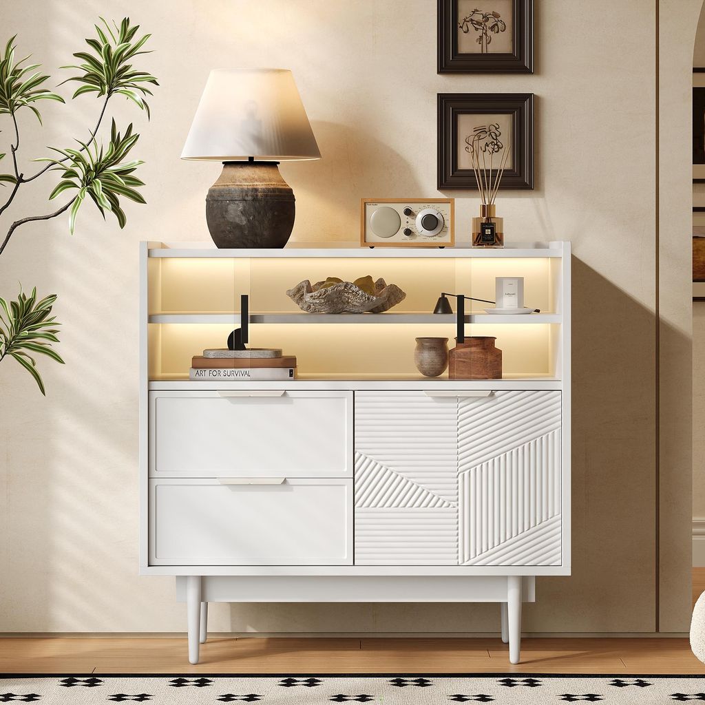 Credenza Flieks con illuminazione a LED, credenza con ante Immagine del prodotto 