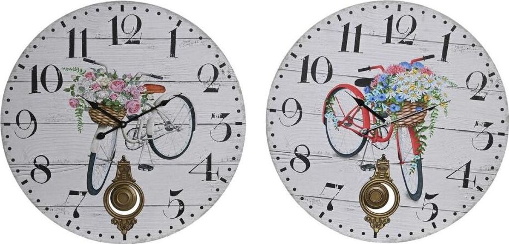 Wanduhr DKD Home Decor Fahrrad Metall Bunt Holz MDF (2 Stück) (58 x 4 x 58 cm)