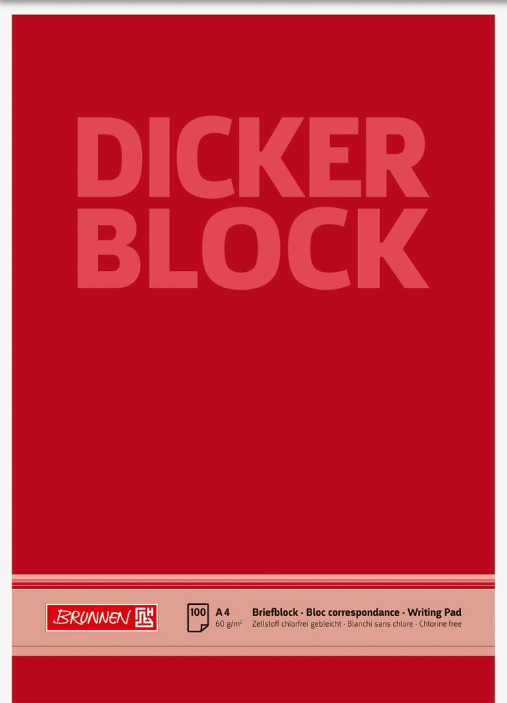 Brunnen 1052686 Briefblock/Schreibblock/Der dicke Block (A4, blanko, 100 Blatt, 60g/m²)